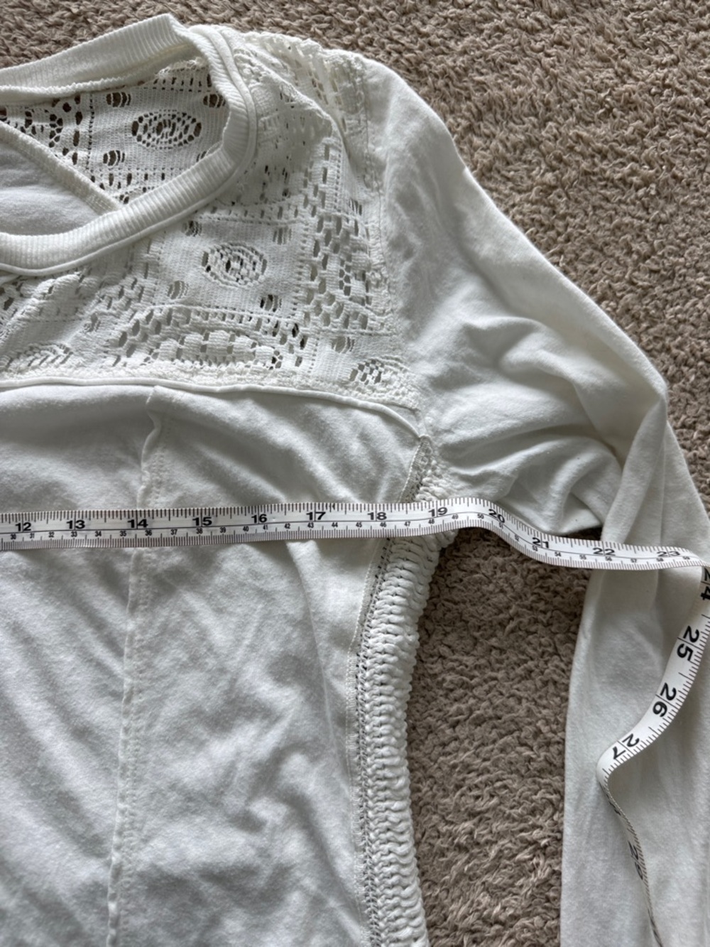 Free People White Crochet-Trim Henley Long-Sleeve Top - Picture 8 of 9